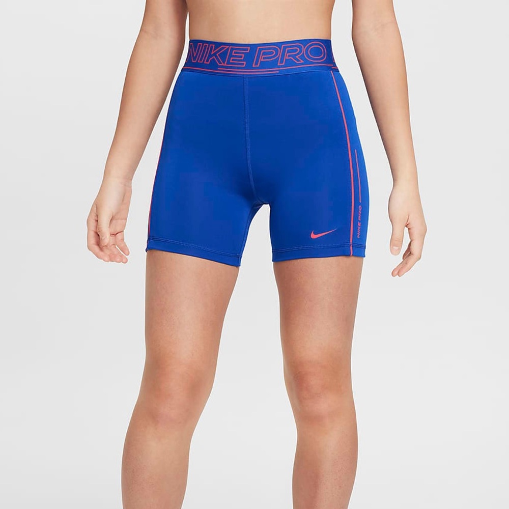 NWT Nike Pro Girls' Dri-FIT 3" Shorts Game Royal/Aster Pink XL